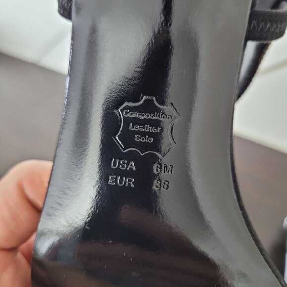 NEW Nina Luz-Fy Womens 8M Black Glam Suede Sandals Composition Leather Sole - Picture 5 of 7